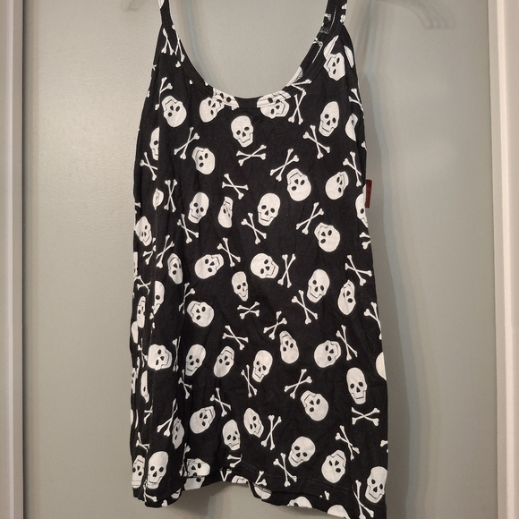 No Boundaries Tops - No Boundaries Black and White Skull Bones Tank Top